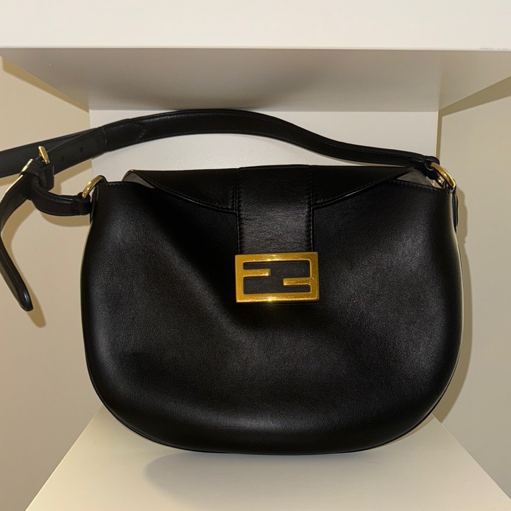 Fendi Black Leather Croissant Shoulder Bag